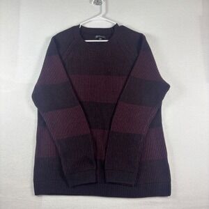 INC International Concepts Mens XXL Burgundy Black Striped Ribbed Knit Sweater